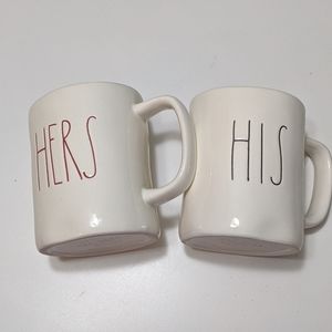 Rae Dunn His & Hers coffee mugs.